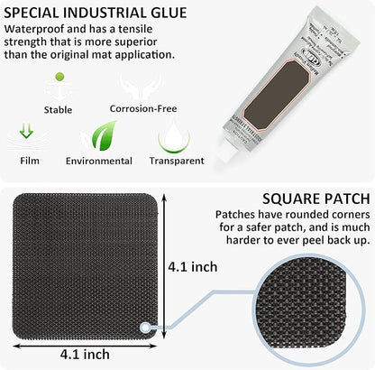 Trampoline Patch Repair Kit 4"X 4" Square On Patches | Repair Trampoline Mat Tear or Hole in a