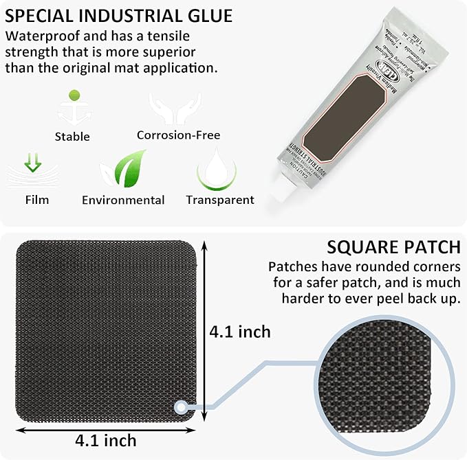 Trampoline Patch Repair Kit 4"X 4" Square On Patches | Repair Trampoline Mat Tear or Hole in a