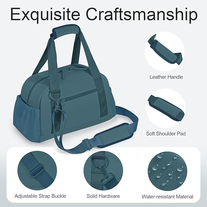 Small Gym Bag 14 inch for Women & Men Mini Gym Duffel Bag with Wet Compartment Waterproof Travel