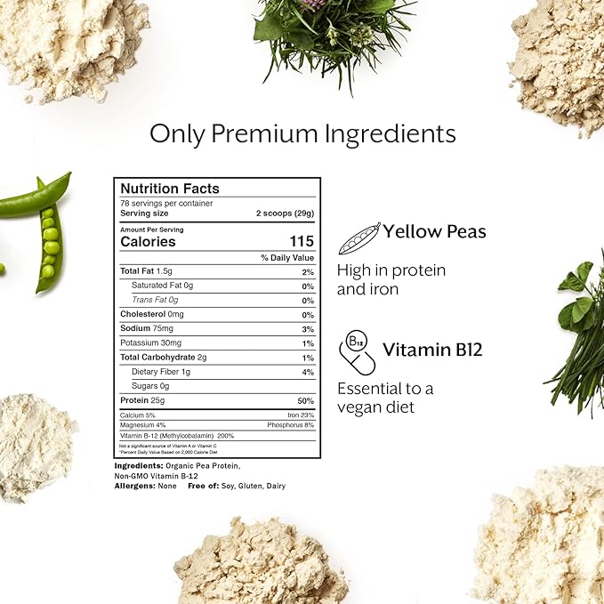 ProMix Nutrition Plant-Based Vegan Protein Powder, Unflavored - Pea Protein & Vitamin B-12 - ­Post