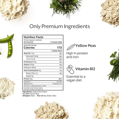 ProMix Nutrition Plant-Based Vegan Protein Powder, Unflavored - Pea Protein & Vitamin B-12 - ­Post
