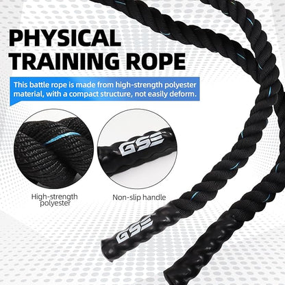 GSE Games & Sports Expert Gym Battle Rope, Heavy-Duty Workout Ropes for Indoor & Outdoor Workout