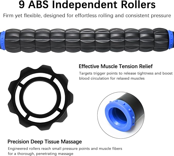 Muscle Roller Stick for Athletes - Deep Tissue Fascia Blaster & Roller Massager for Myofascial Pain