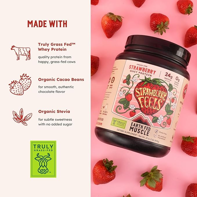 Earth Fed Muscle Strawberry?¯Feels??Forever) ??Irish Truly Grass?‘Fed Whey Protein Isolate, No