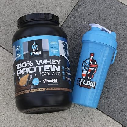 eFlow Nutrition 100% Whey Protein Isolate - Gluten & Lactose-Free Digestive Enzymes Added, Low