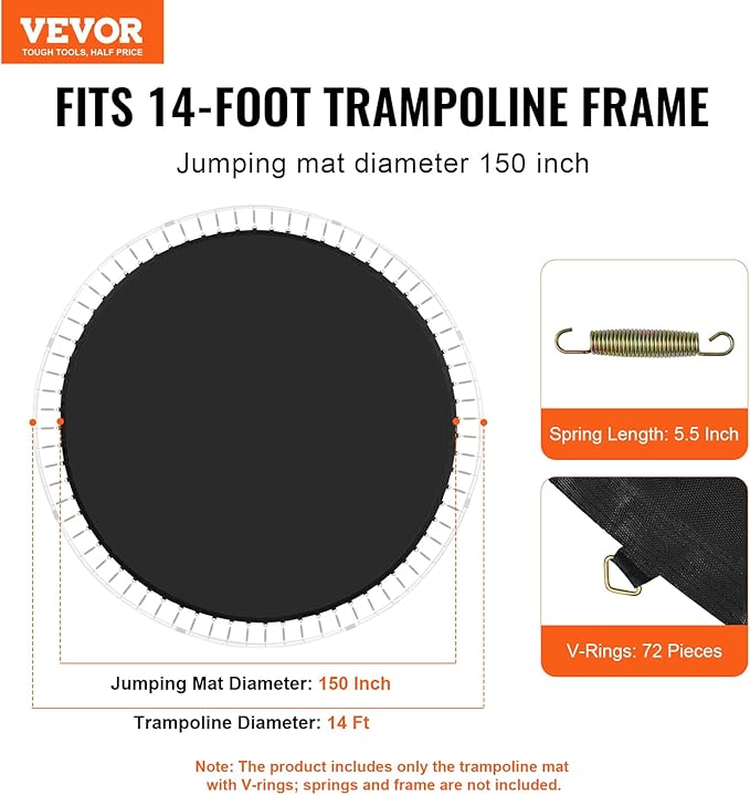 VEVOR Replacement Trampoline Mat, Universal Jumping Round Trampoline, Reinforce UV-Resistant Mat