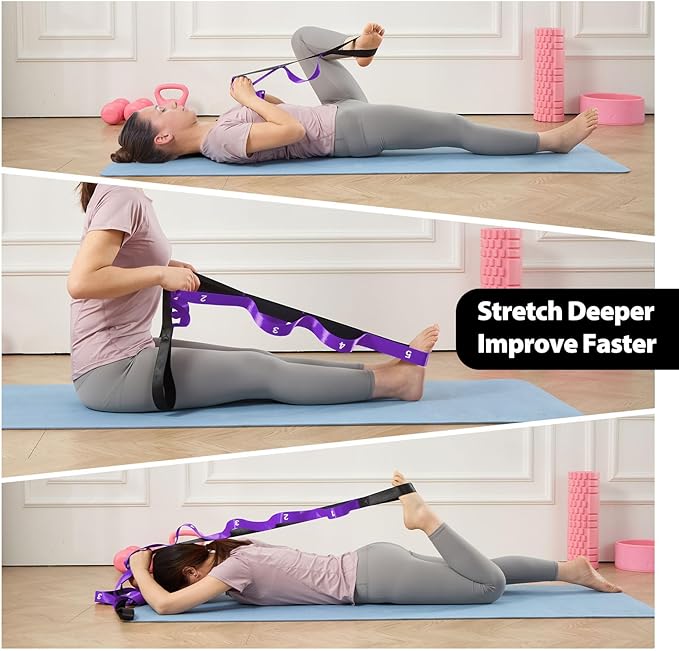 Stretching Strap with 10 Loops-Yoga Strap for Physical Therapy,Home Workout,Pilate & Flexibility