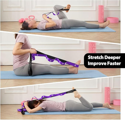 Stretching Strap with 10 Loops-Yoga Strap for Physical Therapy,Home Workout,Pilate & Flexibility