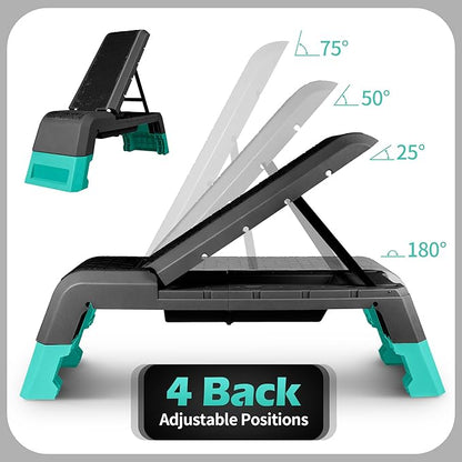 leikefitness Exercise Step Platform, Multifunctional Aerobic Deck with Cord and Adjustable Dumbbell