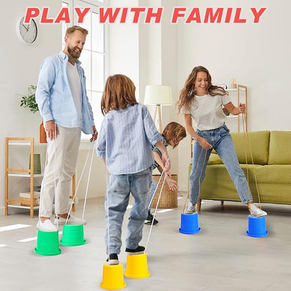 Hungdao 12 Pairs Balancing Stilts for Kids Walking Bucket Stilts Plastic Walking Toy with