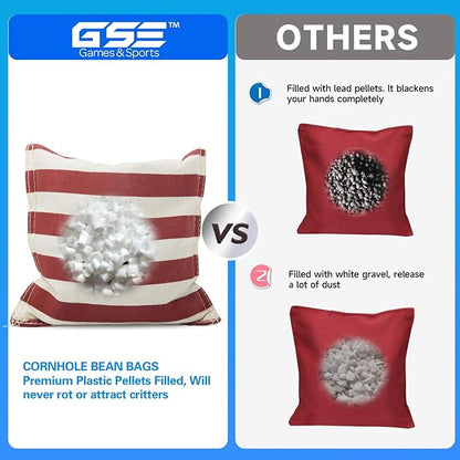 GSE Games & Sports Expert Set of 8 Premium Weather Resistant Cornhole Bags. Regulation Size and