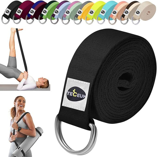 TECEUM Yoga Strap & Mat Strap – 2 IN 1 – Cotton – 6 ft 8 ft 10 ft (30+ colors) – Adjustable
