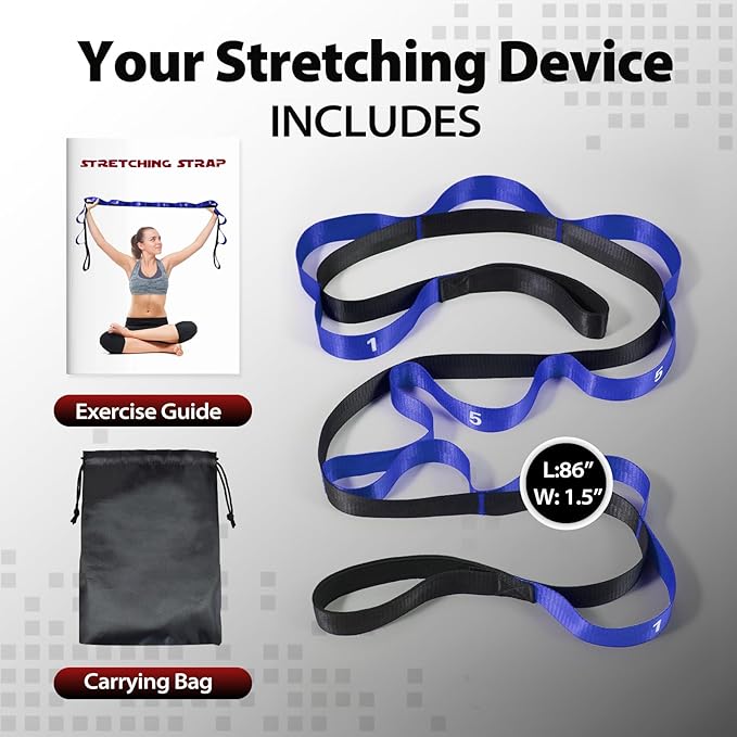 Stretching Strap with 10 Loops-Yoga Strap for Physical Therapy,Home Workout,Pilate & Flexibility