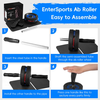 Ab Roller Wheel for Abs Workout - Abdominal Exercise Equipment with 2 Knee Pads for Home Gym, Core