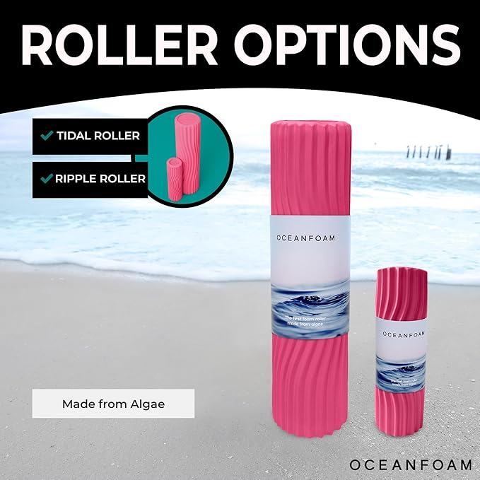 Oceanfoam Tidal Roller - Hot Pink - Muscle Massage Foam Roller for Back Pain & Stretching - Firm