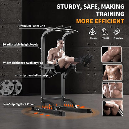 Power Tower Pull Up Bar and Dip Station, Multi-Function Home Gym, Strength Training Fitness