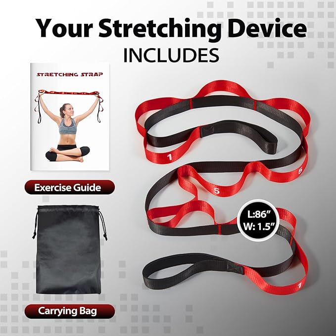 Stretching Strap with 10 Loops-Yoga Strap for Physical Therapy,Home Workout,Pilate & Flexibility