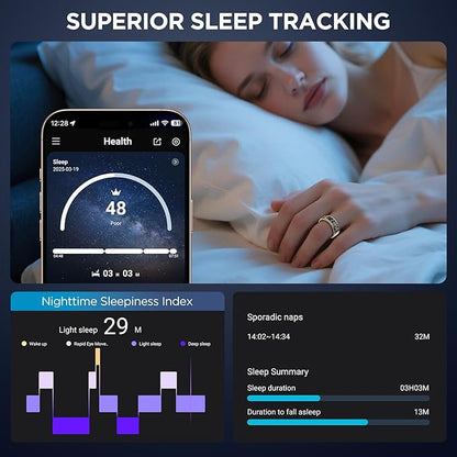 Smart Ring Health Tracker with Display Screen, Sleep Tracker with Heart Rate, Fitness Ring Step