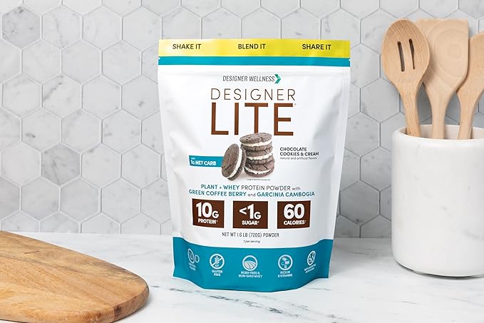 Designer Wellness, Designer Lite, Low Calorie Natural Protein, Prebiotic Fiber, Key Vitamins &