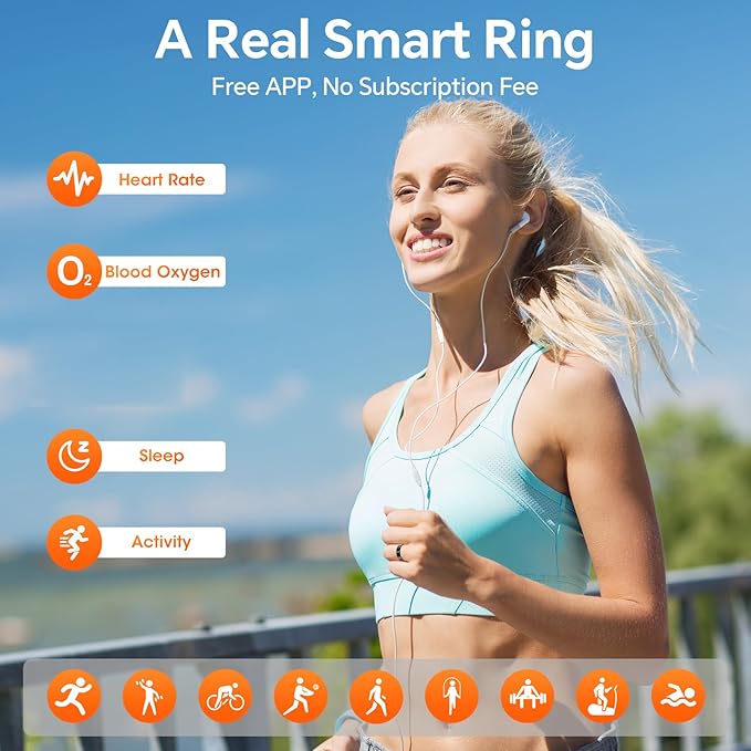 Smart Ring for Men and Women with Charging Case, Lifetime Free App Subscription, Ultra-Light and
