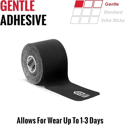 RockTape Go Gentle Adhesive Pre-Cut Kinesiology Tape (Black)