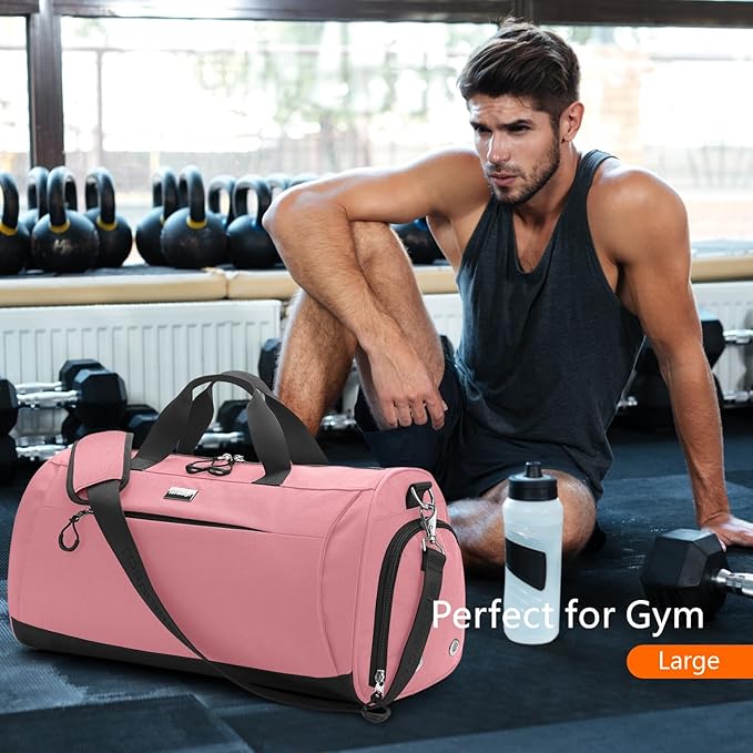 TOPDesign Gym Bag for Women & Men, Unisex Duffel Bag with Shoe Compartment & Wet Pocket for Travel