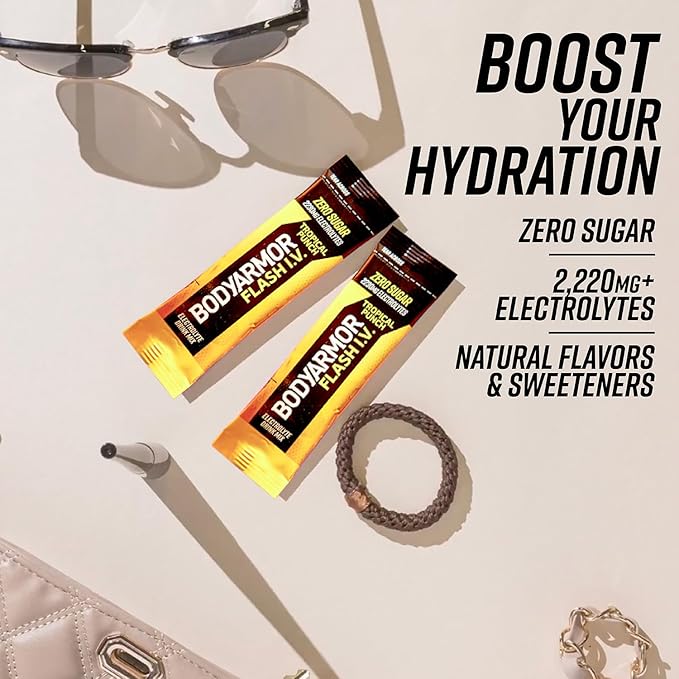 BODYARMOR Flash IV Electrolyte Packets, Tropical Punch - Zero Sugar Drink Mix, Single Serve Packs
