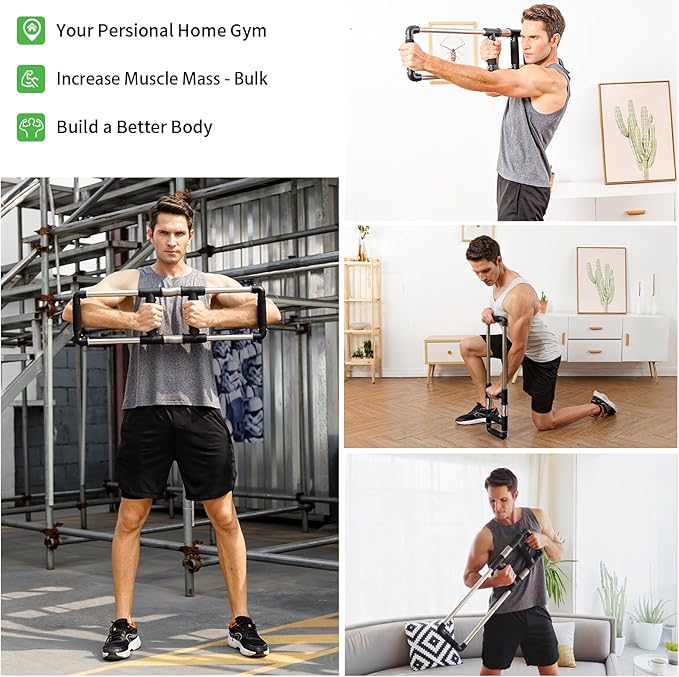 Push Down Bar Machine - Chest Expander at Home Workout Equipment, Arm Exerciser - Portable Spring