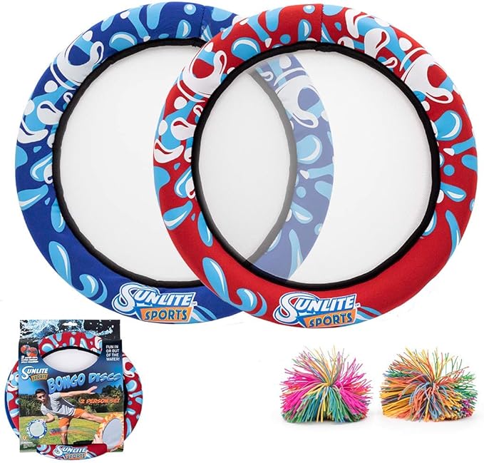 Sunlite Sports Bongo Discs, Ball Paddle Game, Ball Throwing Outdoor Games for Beach, Lawn