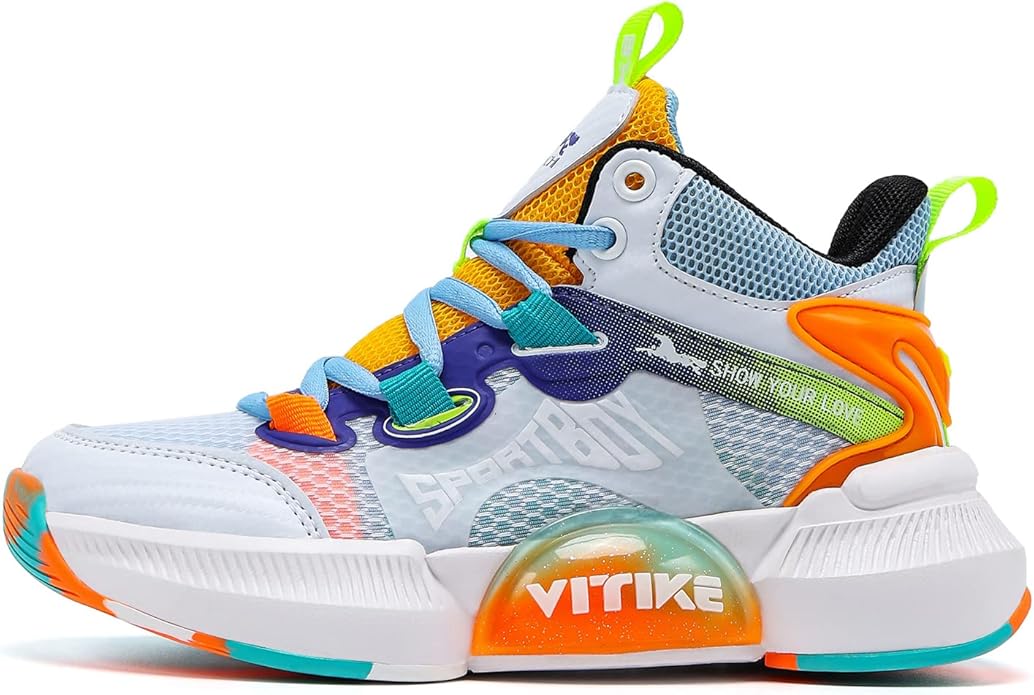 JMFCHI Kids Basketball Shoes High-top Sports Shoes Sneakers Durable Lace-up Non-Slip Running Shoes