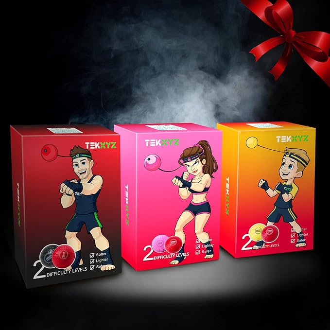 TEKXYZ Boxing Reflex Ball, 2 Difficulty Levels Boxing Ball with Headband, Perfect for Reaction