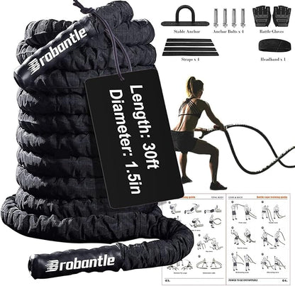 Battle Rope 1/1.26/1.5/2 Inch Diameter,Pink 30FT/40FT/50FT Exercise Workout Ropes for Home Gym