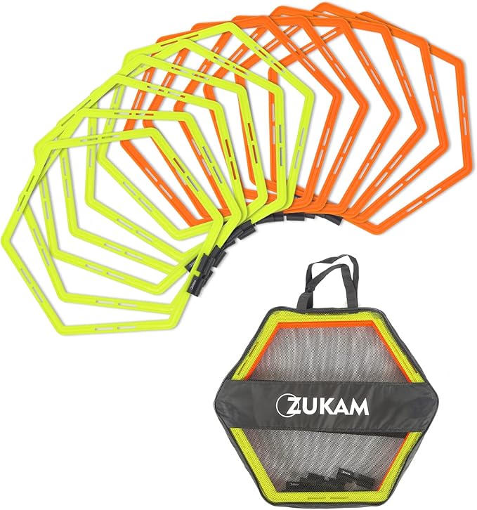 Hex Agility Rings for Speed Training & Agility Footwork Training Speed Hurdles Ladder with Carrying