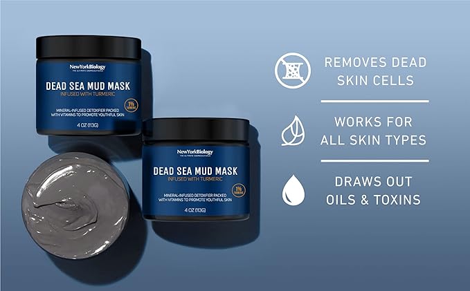 New York Biology Dead Sea Mud Mask for Face and Body | with Turmeric Oil | Spa Quality Pore Refiner
