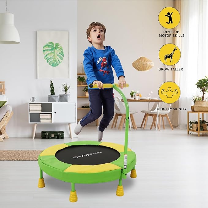 SkyBound 36 Inch Indoor Trampoline for Kids - Kids Trampoline Indoor with Handle - Toddler