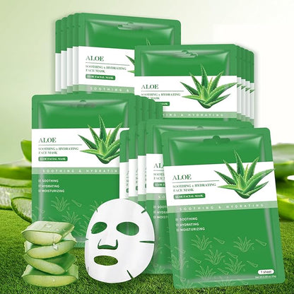 Face Masks Skincare Sheet Mask Aloe Vera Sheets Mask, Hydrating Face Masks Soothing Facial Mask for
