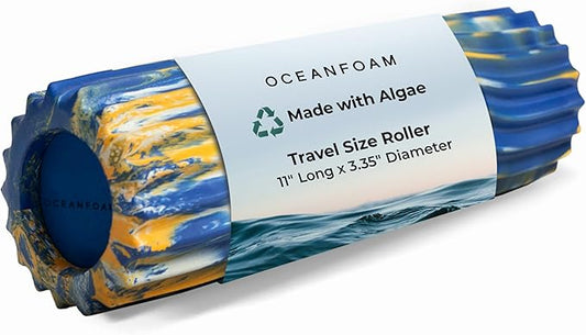 Oceanfoam Ripple Travel Foam Roller (11" x 3.35") Firm Mini Foam Roller for Physical Therapy, Deep