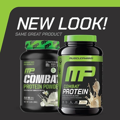 MusclePharm Combat Protein Powder, Vanilla Flavor, Fuels Muscles for Productive Workouts, 5 Protein