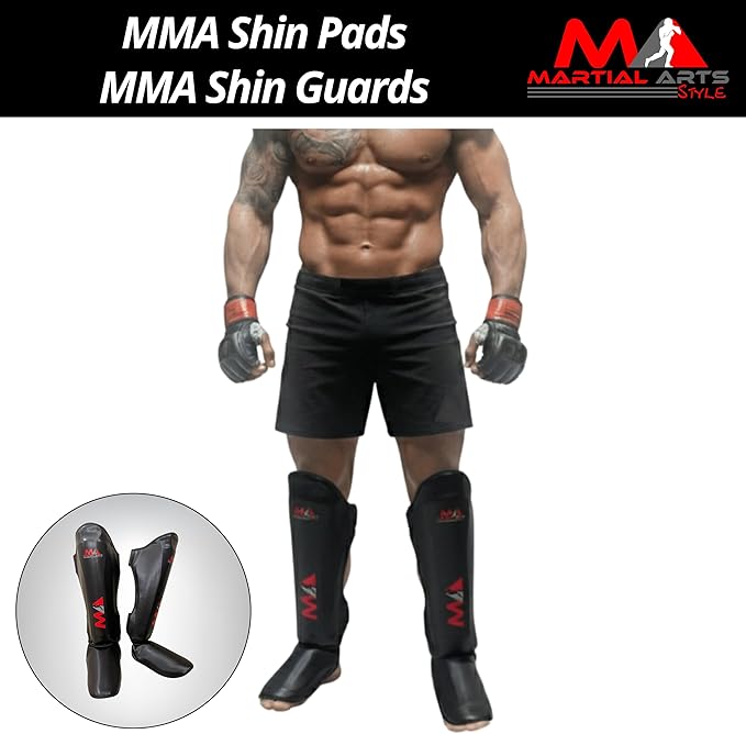 Muay Thai Shin Guards, Shin Pad for Martial Arts, Kick Boxing Leg Instep Protection Pads for