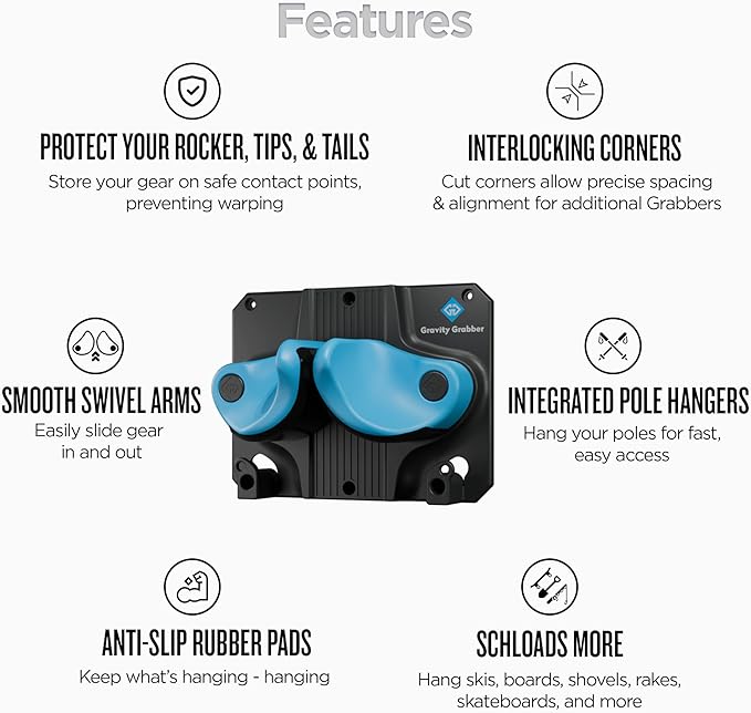 Ultimate Ski & Snowboard Wall Rack | Secure, Non-Slip Storage | Fits Any Ski/Board | Garage