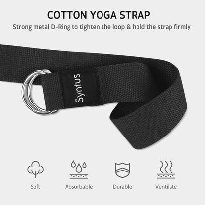 Syntus Cork Yoga Block and Strap Set for Yoga, Fitness, Pilates, Stretching