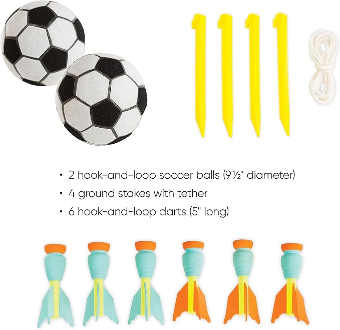 Hearthsong Jumbo 57-Inch Inflatable 2-in-1 Darts and Soccer Set with Double-Sided Scoreboard, Two