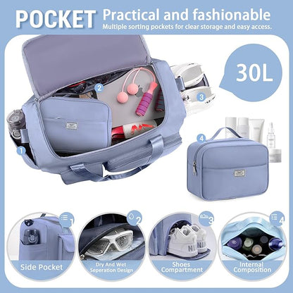 FIORETTO Women's Gym Duffle Bag with Shoes Compartment, 37L Capacity, Ideal for Travel, Gym