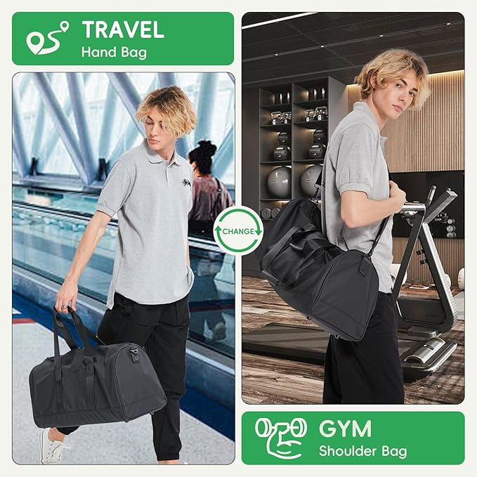 Gym Bag for Men with Shoe Compartment, 33L Duffle Bag for Traveling Overnight Weekend for Adults
