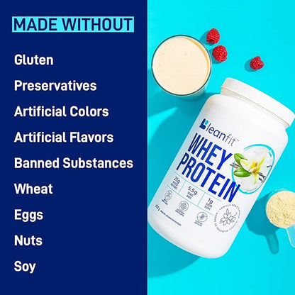 LeanFit WHEY Protein Natural Vanilla ??100% Whey Protein Powder, 24g Protein Per Serving