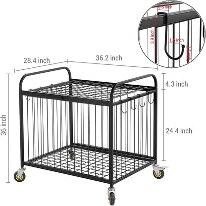 MyGift Large Capacity Metal Rolling Multi Sports Ball Cage Storage Hopper, Gym Equipment Basket