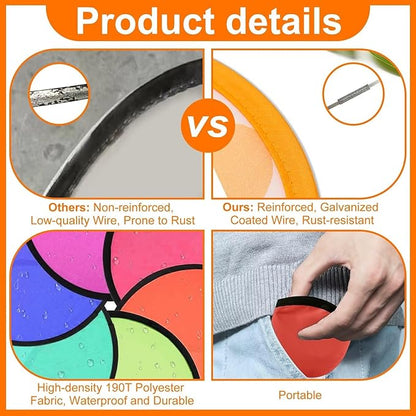 20PCS Foldable Flying Disc Fans with Bags, 9.8'' DIY Handheld Black Egde Fabric Folding Fan for
