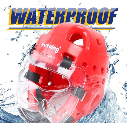 Kids Adults Karate Headgear with Face Shield, MMA Martial Arts Headgear Boxing Soft Helmet