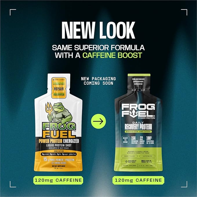 Frog Fuel Power Energized Protein Shot, 15g Protein Nano-Hydrolyzed Grass Fed Collagen, 120mg