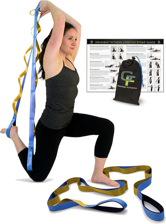 Gradient Fitness Stretching Strap for Physical Therapy, 12 Multi-Loop Stretch Strap 1.5" W x 8' L